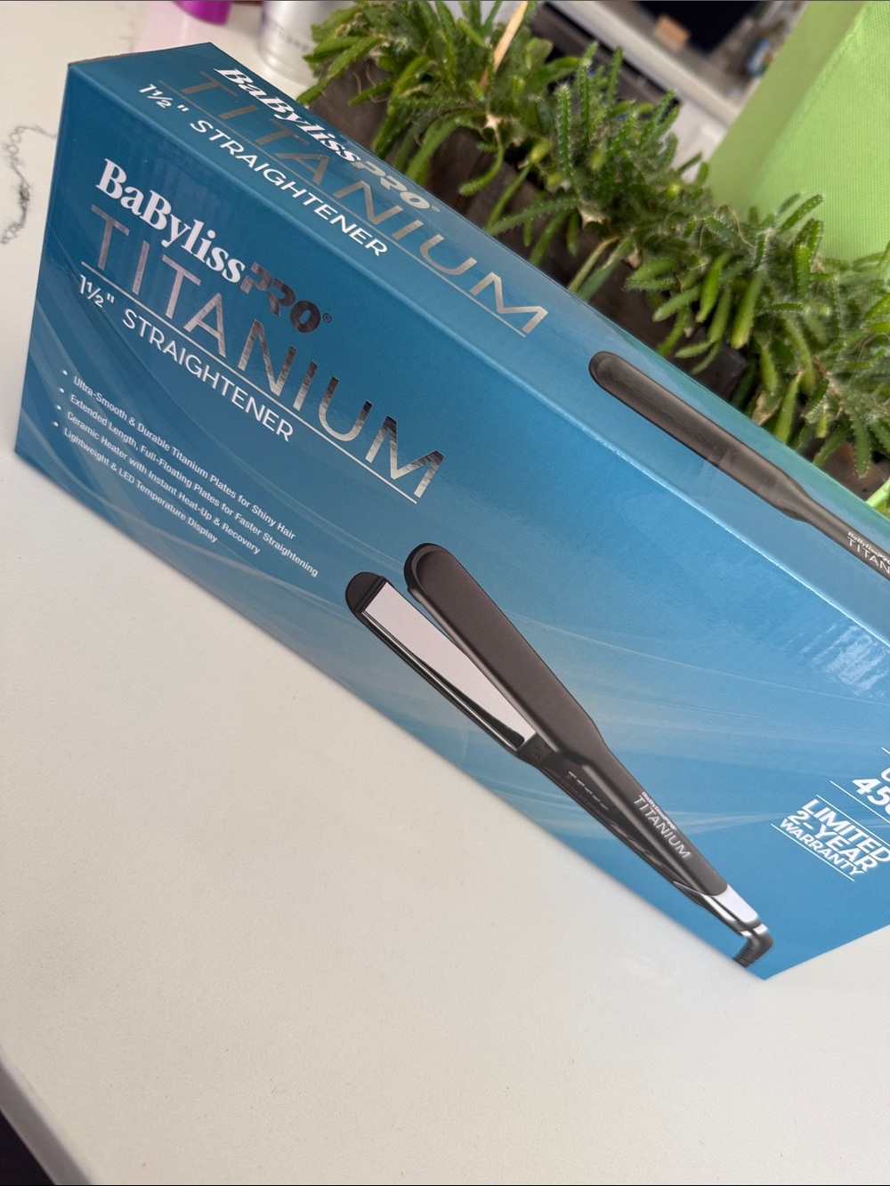 BaByliss Pro Titanium Flat Iron Hair Straightener 1 1/2” - Black & Silver NIB